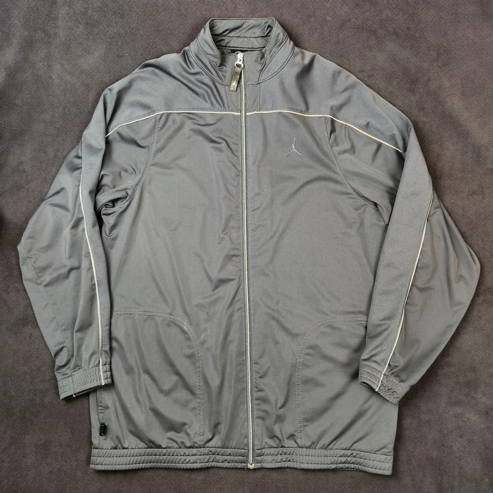 Vintage Nike Jordan 2005 Track Jacket  Mens Large Gray Full‎ Zip Basketball